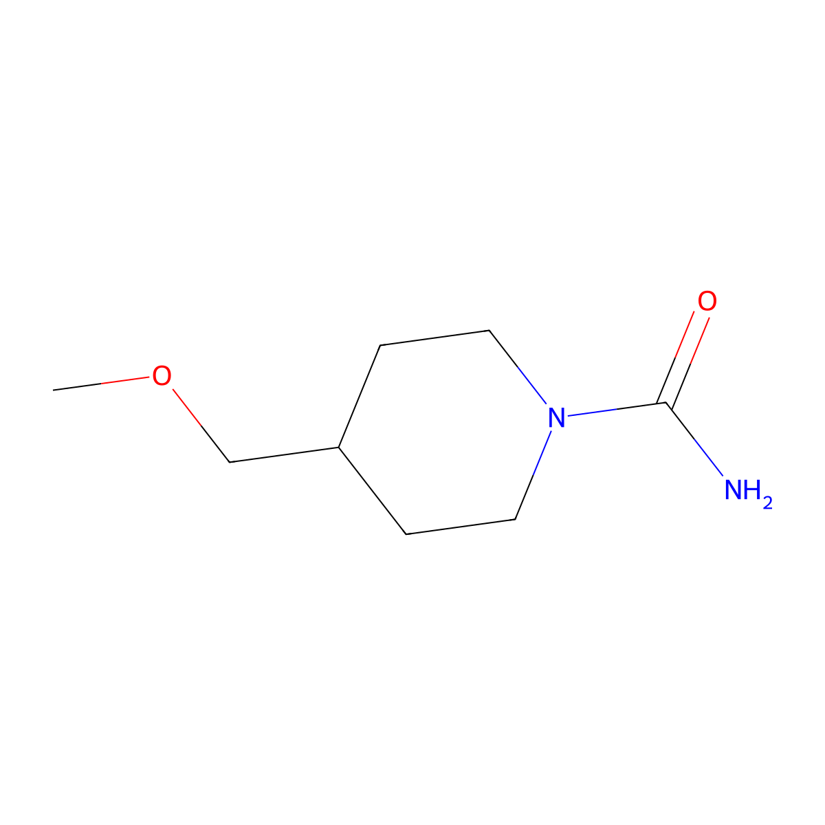 4-(Methoxymethyl)piperidine-1-carboxamide molecular structure, CAS 1339732-89-6