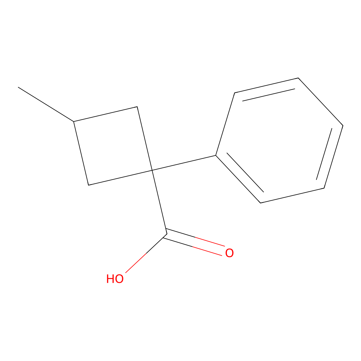 3-Methyl-1-phenylcyclobutane-1-carboxylic acid molecular structure, CAS 1339736-96-7