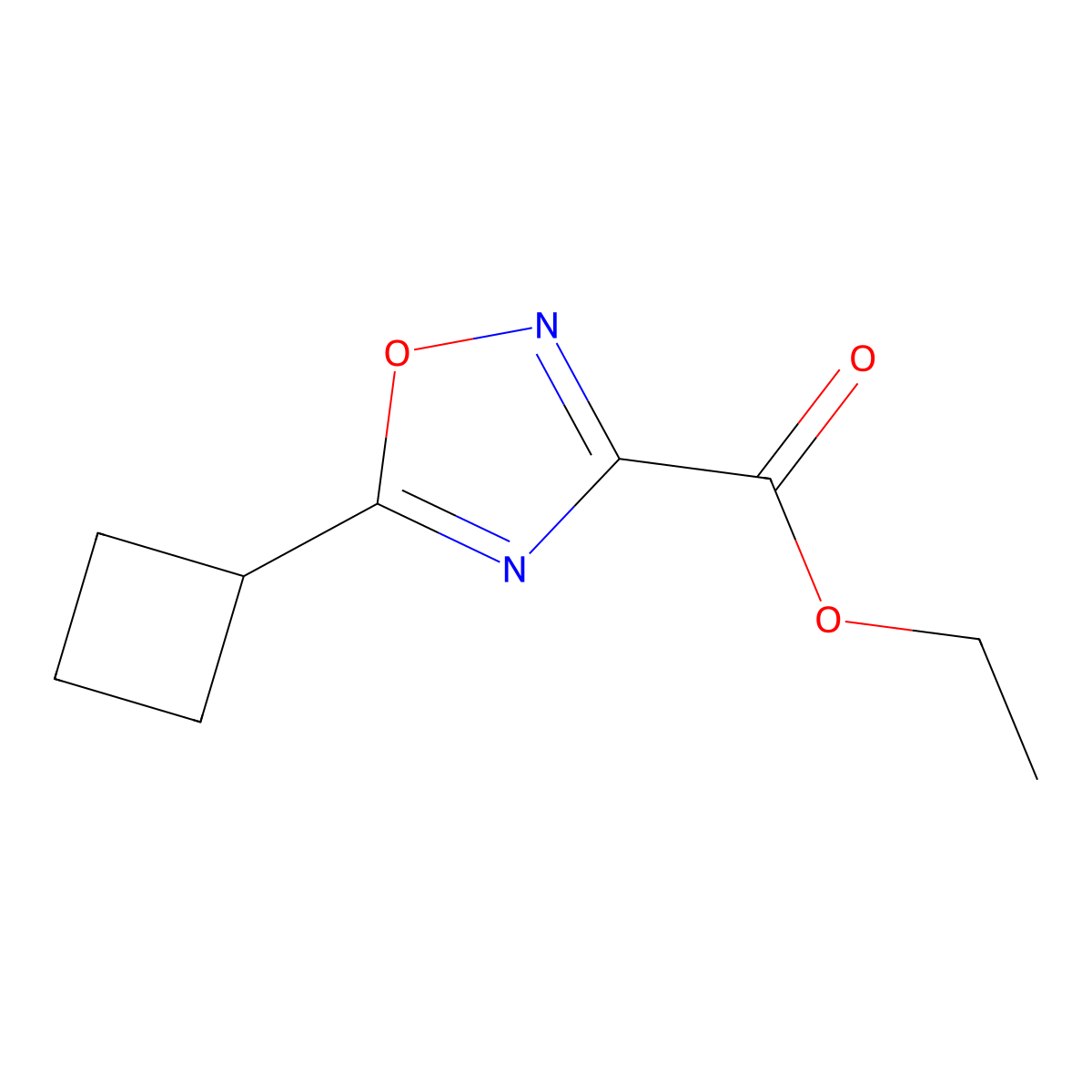 Ethyl 5-cyclobutyl-1,2,4-oxadiazole-3-carboxylate molecular structure, CAS 1339740-99-6
