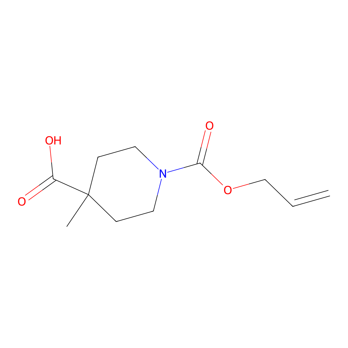 4-Methyl-1-[(prop-2-en-1-yloxy)carbonyl]piperidine-4-carboxylic acid molecular structure, CAS 1339741-50-2