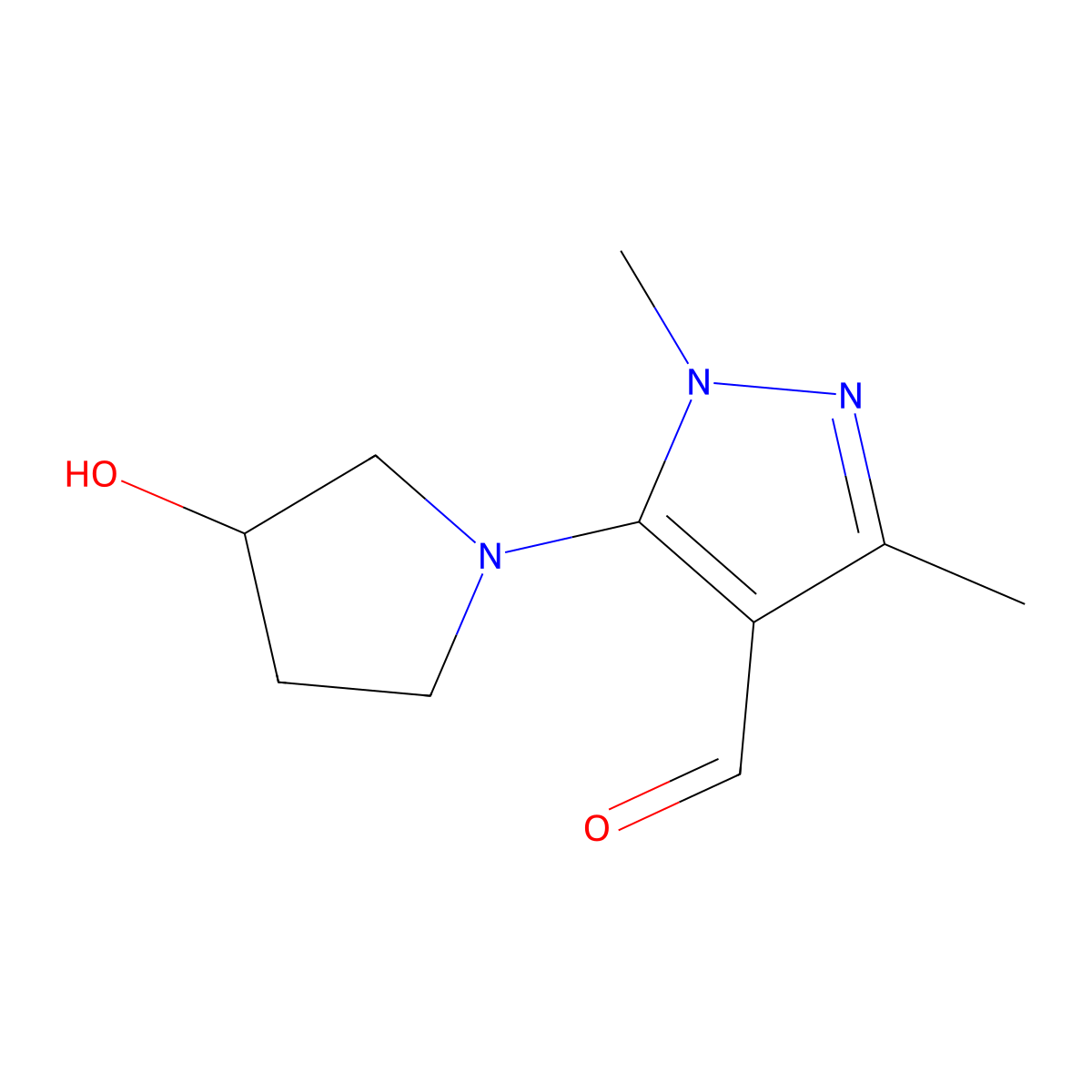 5-(3-Hydroxypyrrolidin-1-YL)-1,3-dimethyl-1H-pyrazole-4-carbaldehyde molecular structure, CAS 1339745-70-8