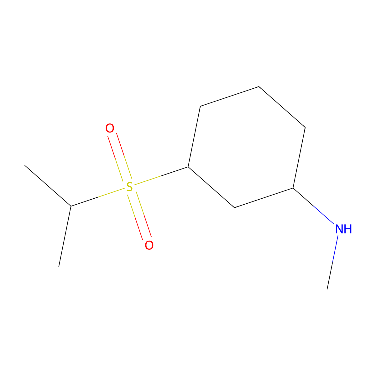 N-methyl-3-(propane-2-sulfonyl)cyclohexan-1-amine molecular structure, CAS 1339747-37-3