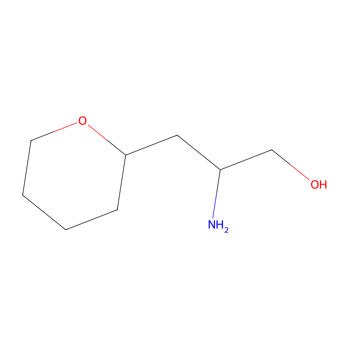 2-Amino-3-(oxan-2-yl)propan-1-ol molecular structure, CAS 1339747-76-0