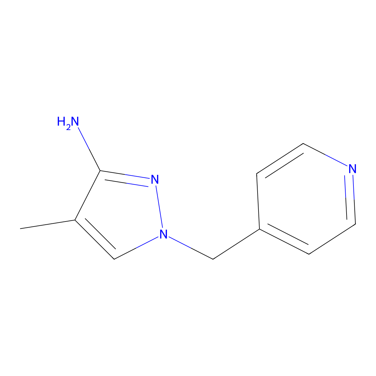 4-Methyl-1-[(pyridin-4-yl)methyl]-1H-pyrazol-3-amine molecular structure, CAS 1339751-23-3