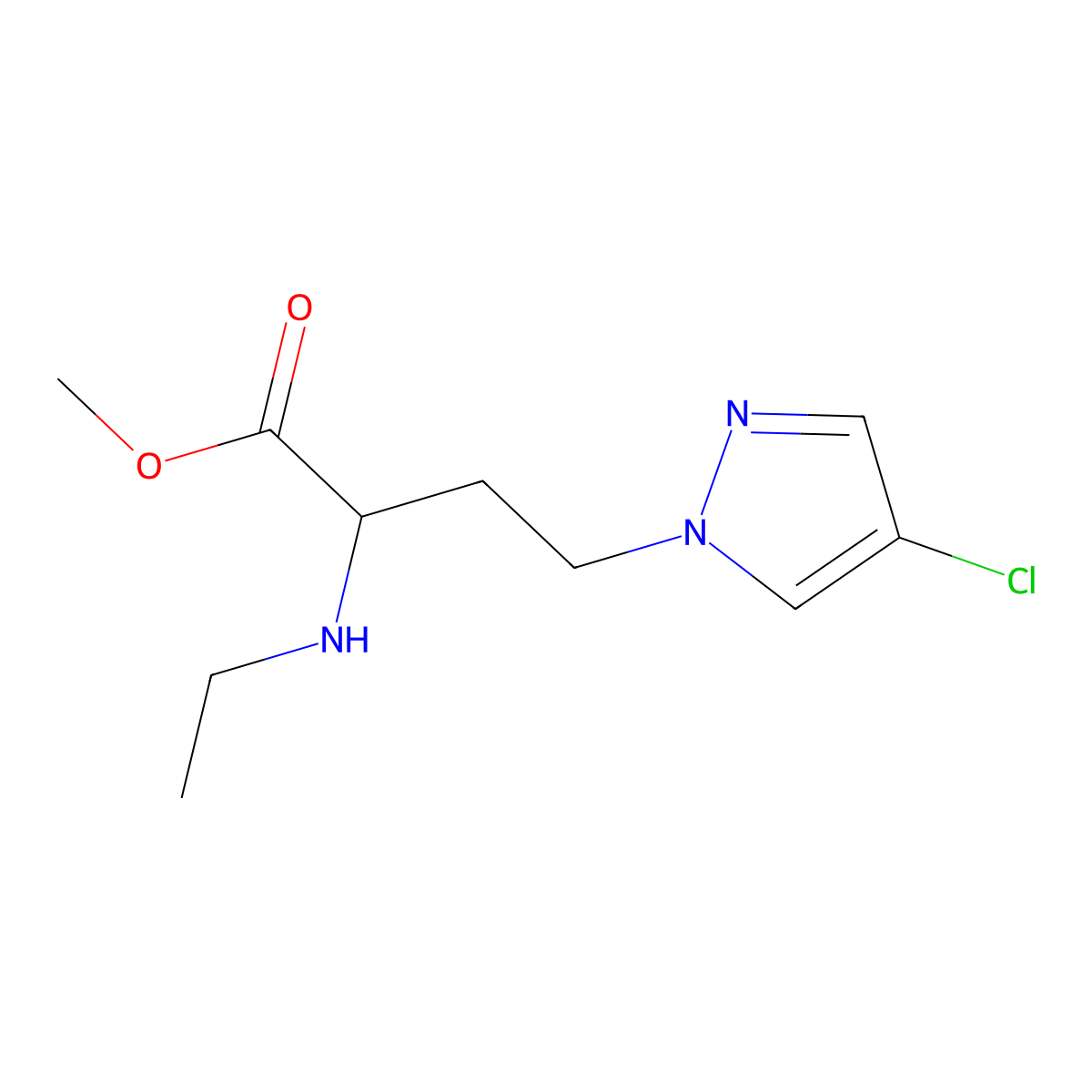 Methyl 4-(4-chloro-1h-pyrazol-1-yl)-2-(ethylamino)butanoate molecular structure, CAS 1339752-23-6