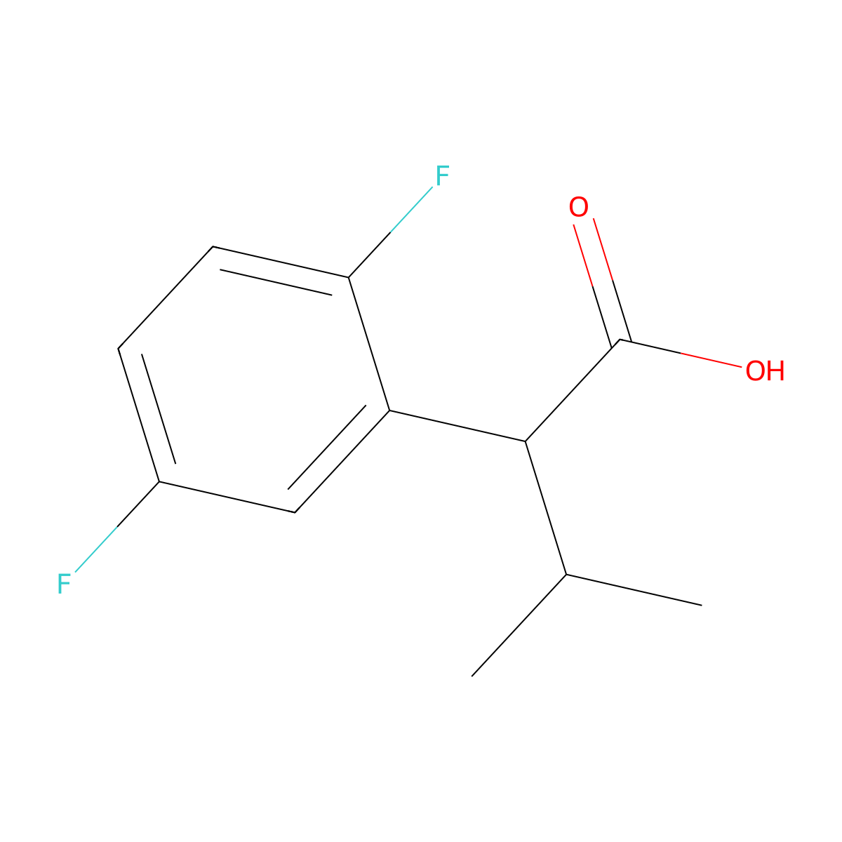 2-(2,5-Difluorophenyl)-3-methylbutanoic acid molecular structure, CAS 1339754-82-3