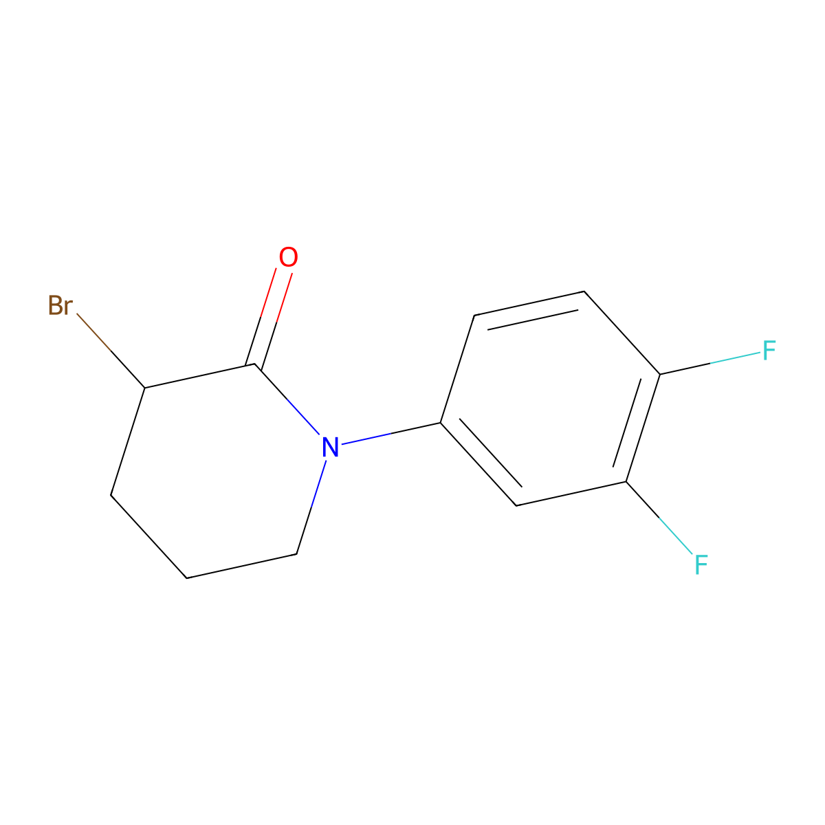 3-Bromo-1-(3,4-difluorophenyl)piperidin-2-one molecular structure, CAS 1339755-76-8