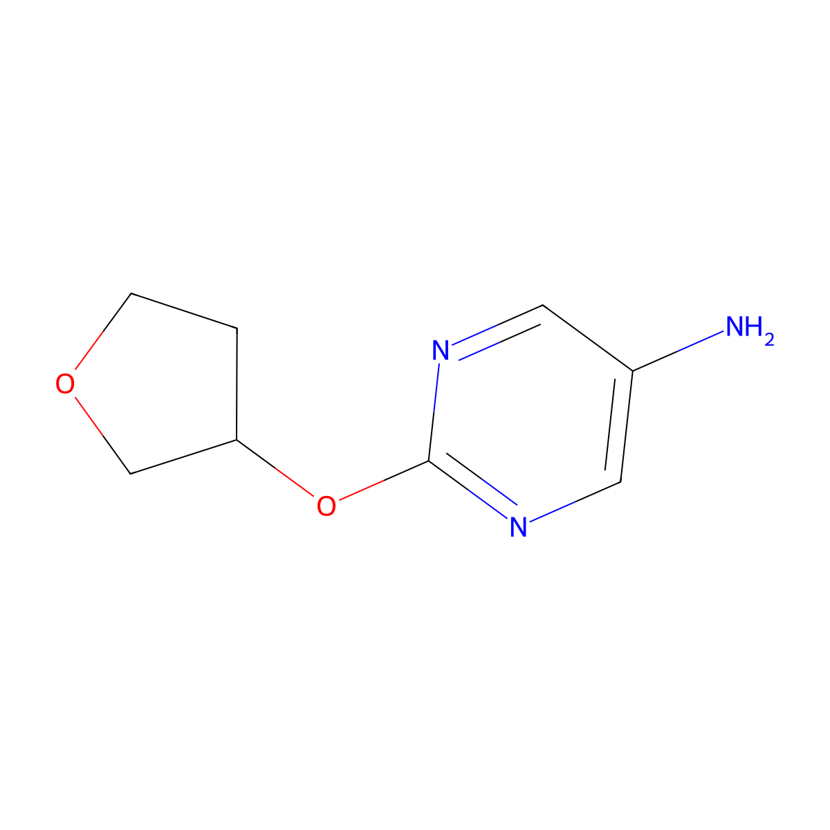 2-(Oxolan-3-yloxy)pyrimidin-5-amine molecular structure, CAS 1339758-57-4