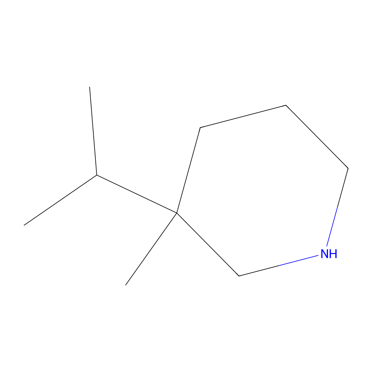 3-Methyl-3-(propan-2-yl)piperidine molecular structure, CAS 1339759-68-0