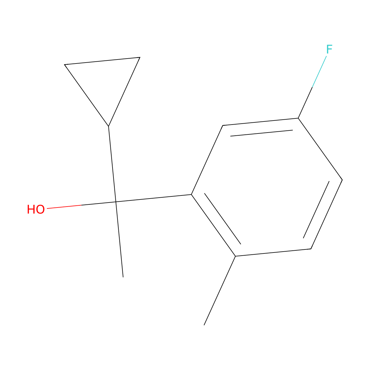 1-(3-Fluoro-6-methylphenyl)-1-cyclopropyl ethanol molecular structure, CAS 1339759-83-9