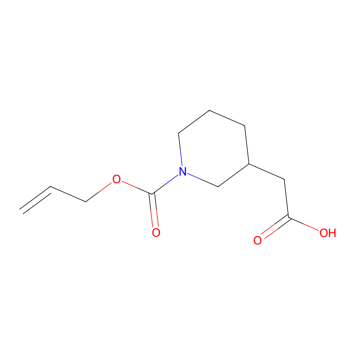 2-{1-[(Prop-2-en-1-yloxy)carbonyl]piperidin-3-yl}acetic acid molecular structure, CAS 1339761-85-1