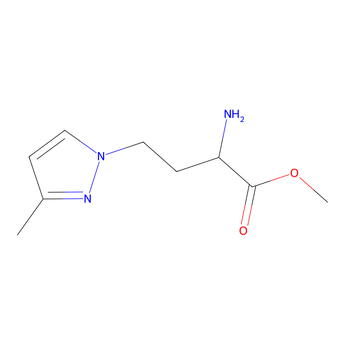 Methyl 2-amino-4-(3-methyl-1h-pyrazol-1-yl)butanoate molecular structure, CAS 1339763-53-9