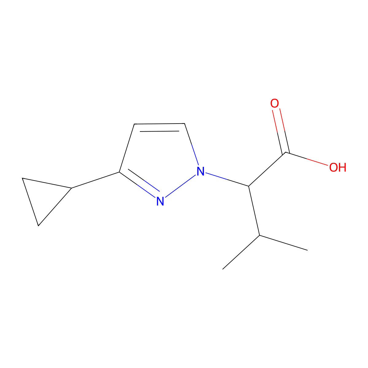 2-(3-Cyclopropyl-1h-pyrazol-1-yl)-3-methylbutanoic acid molecular structure, CAS 1339764-21-4
