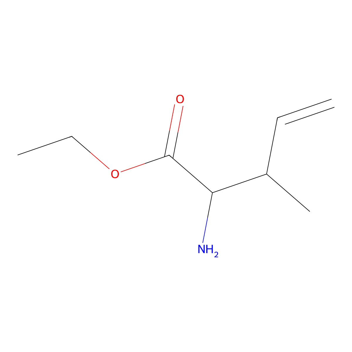 Ethyl 2-amino-3-methylpent-4-enoate molecular structure, CAS 1339765-75-1
