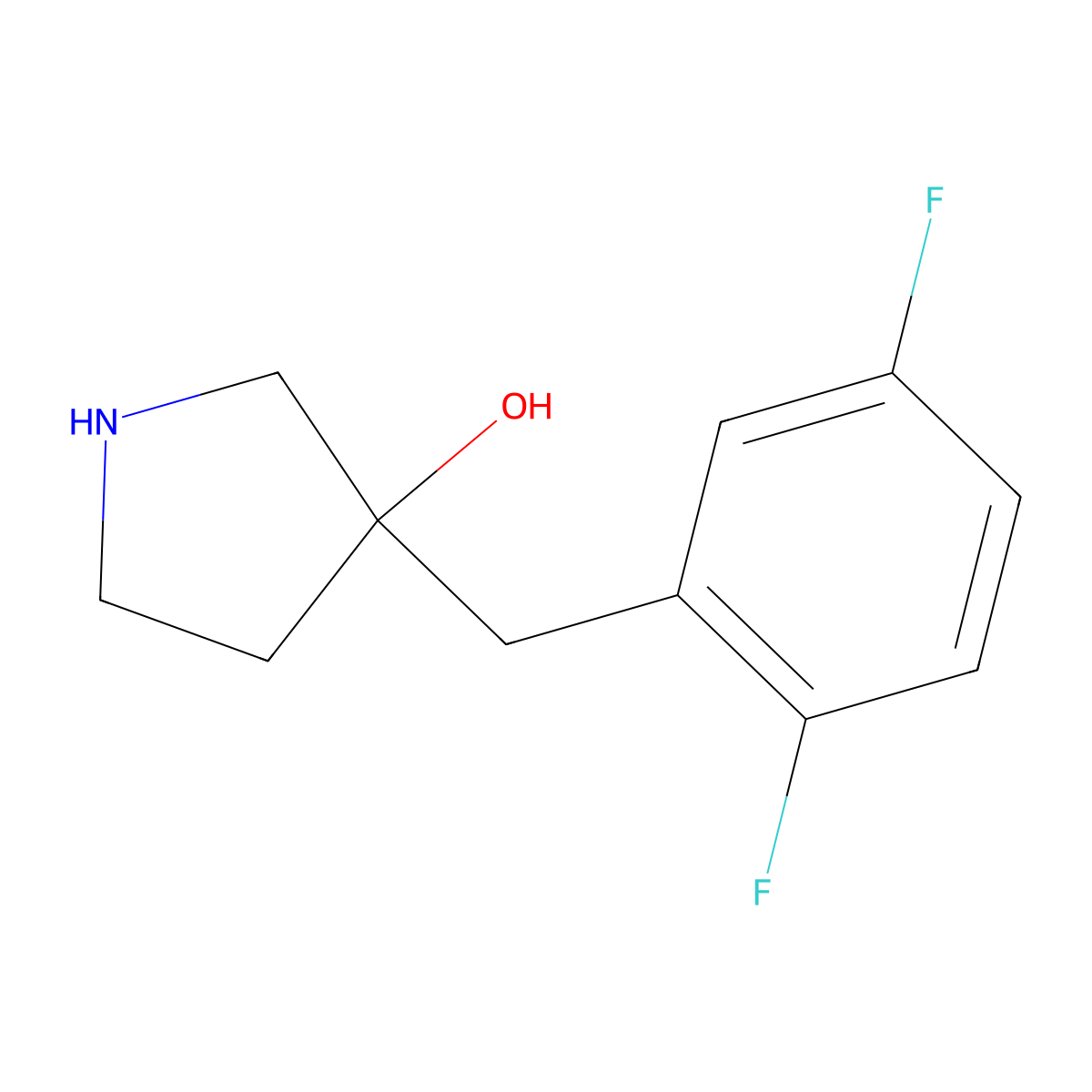 3-[(2,5-Difluorophenyl)methyl]pyrrolidin-3-ol molecular structure, CAS 1339768-89-6