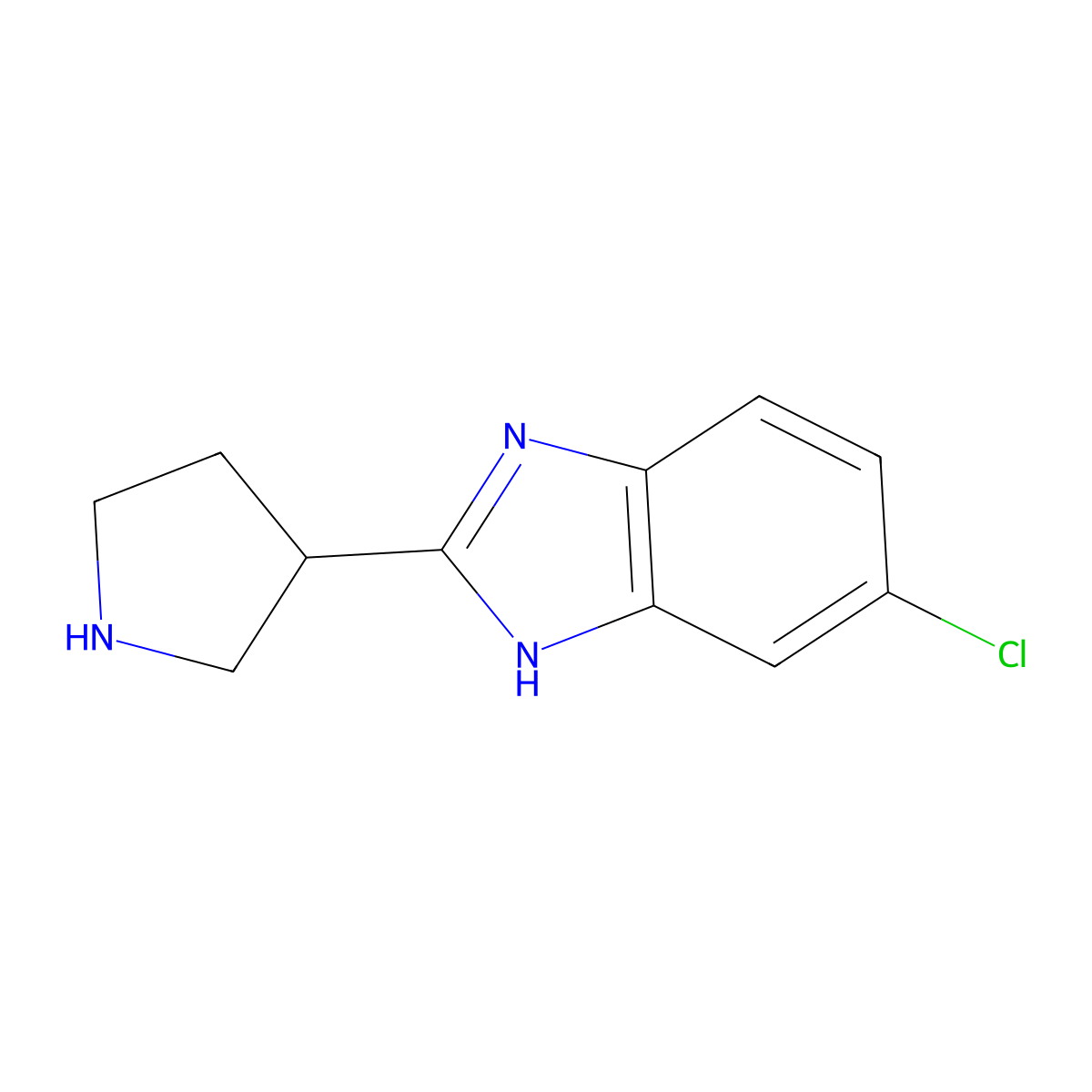 5-chloro-2-(pyrrolidin-3-yl)-1H-1,3-benzodiazole molecular structure, CAS 1339769-77-5