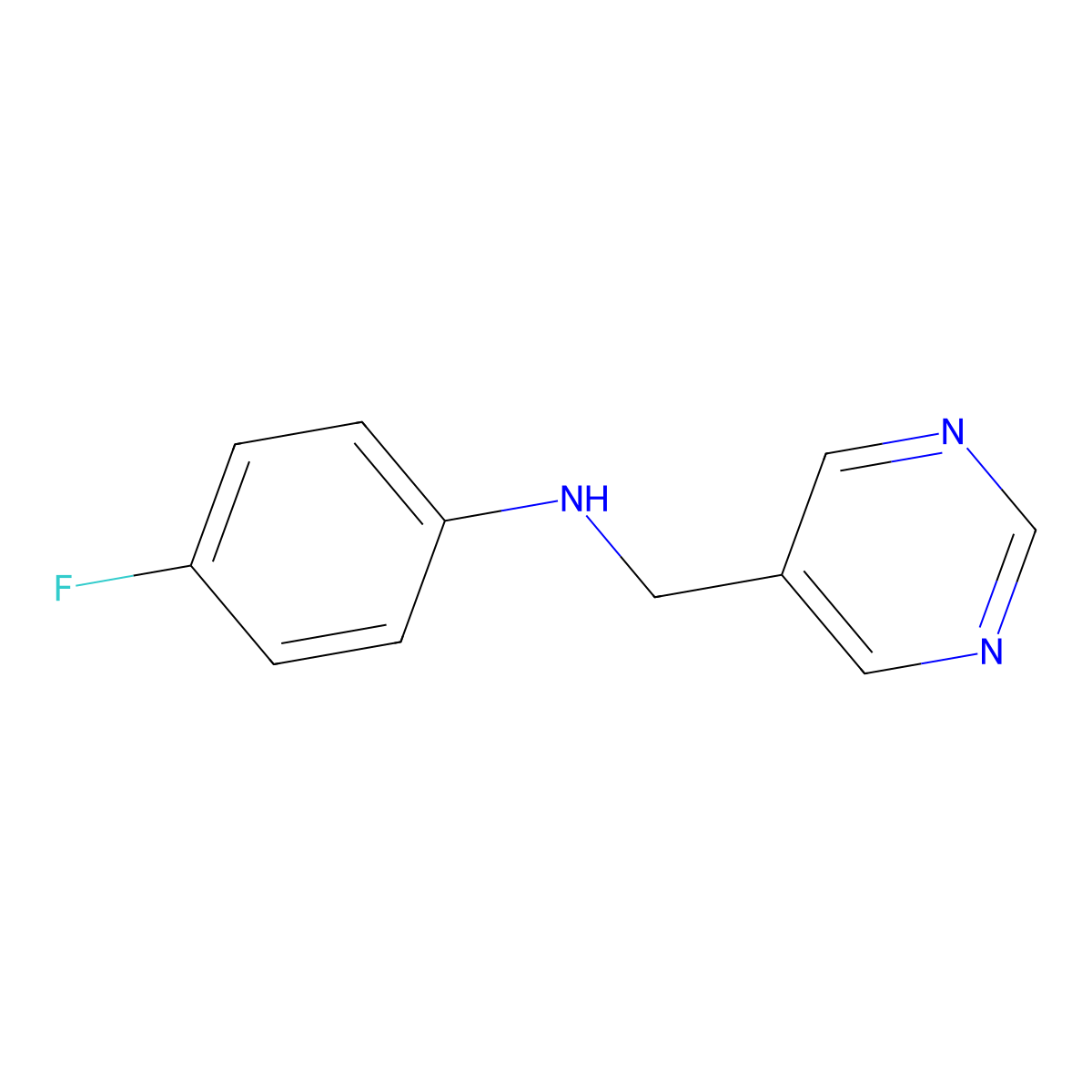 4-fluoro-N-(pyrimidin-5-ylmethyl)aniline molecular structure, CAS 1339776-07-6
