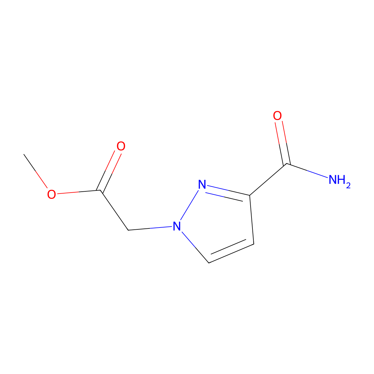 Methyl 2-(3-carbamoyl-1H-pyrazol-1-yl)acetate molecular structure, CAS 1339777-54-6