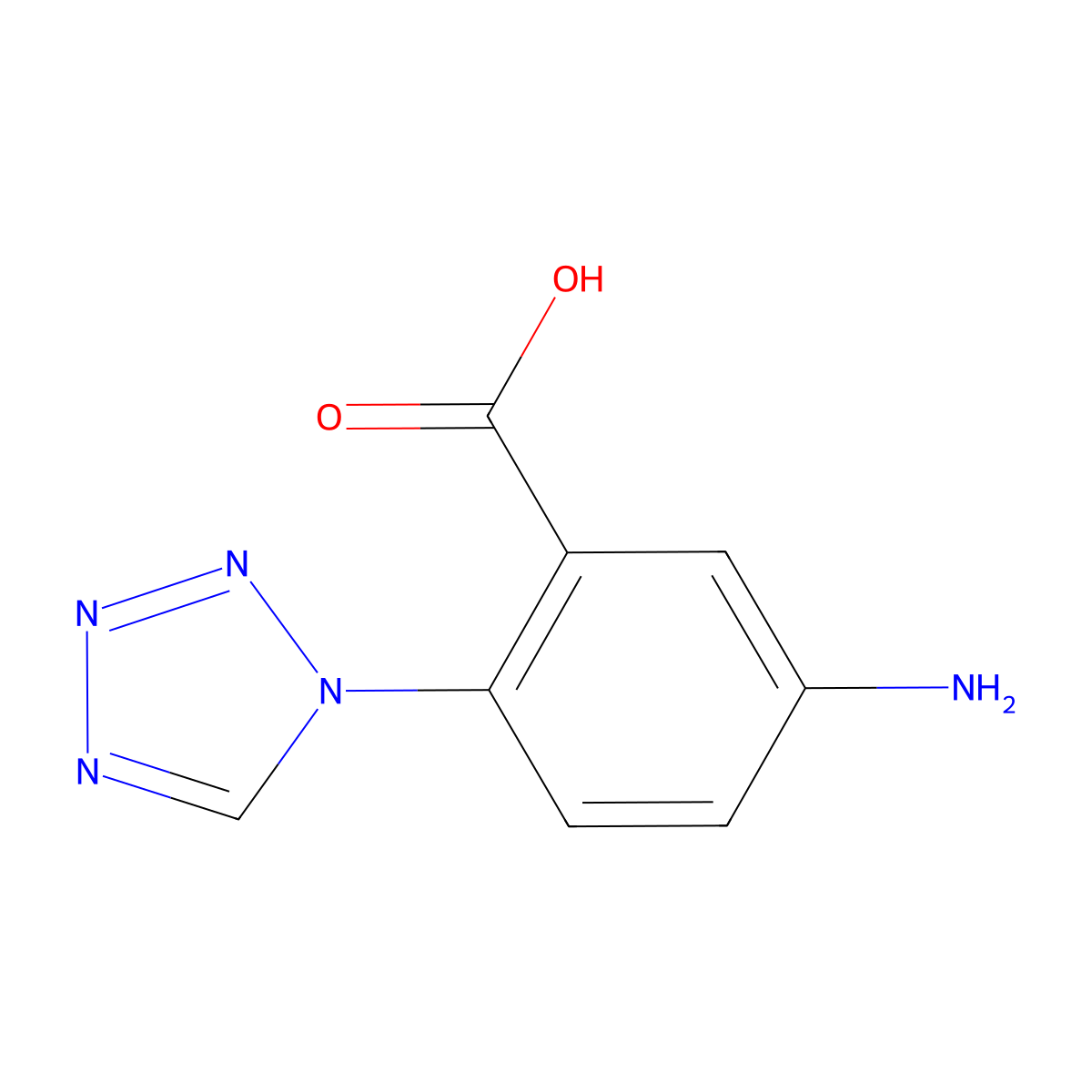 5-amino-2-(1H-1,2,3,4-tetrazol-1-yl)benzoic acid molecular structure, CAS 1339779-18-8