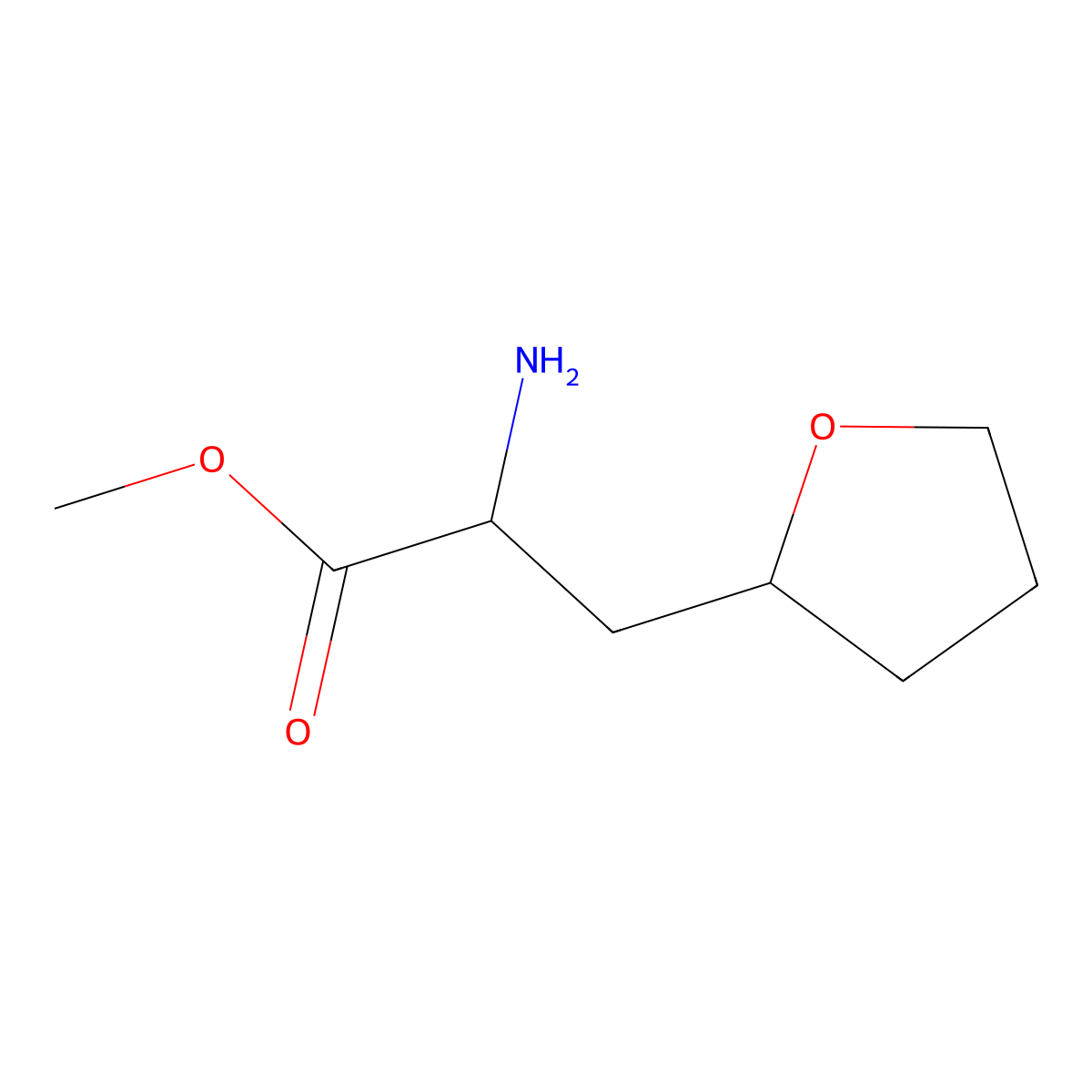 Methyl 2-amino-3-(oxolan-2-yl)propanoate molecular structure, CAS 1339782-16-9