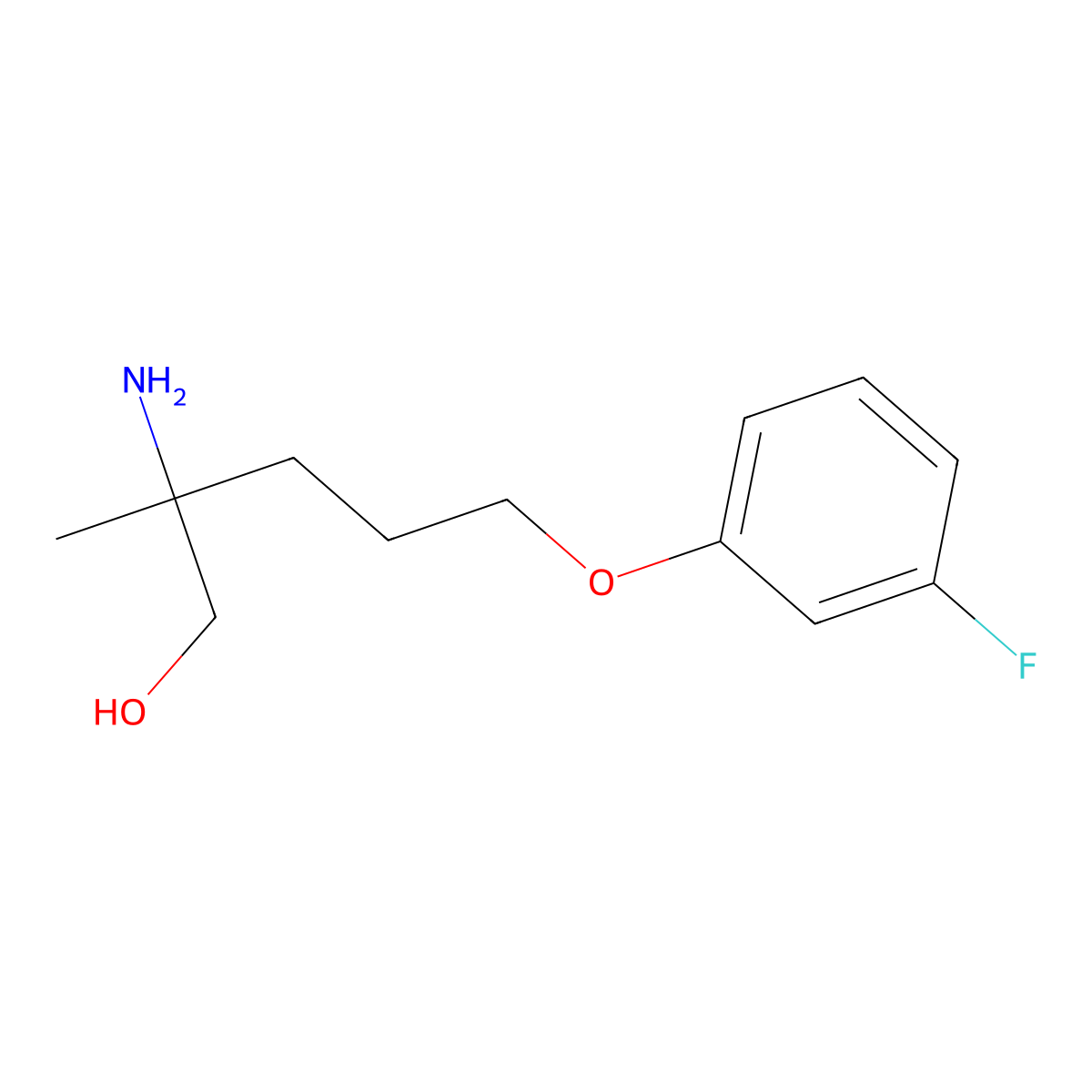 2-Amino-5-(3-fluorophenoxy)-2-methylpentan-1-ol molecular structure, CAS 1339786-35-4