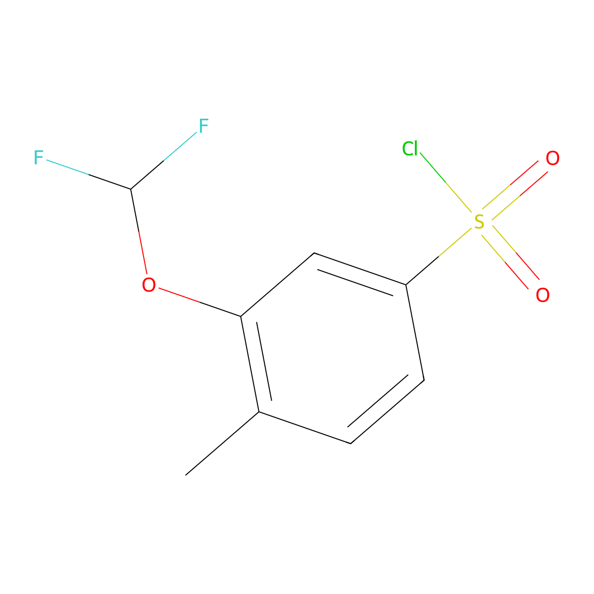 3-(Difluoromethoxy)-4-methylbenzene-1-sulfonyl chloride molecular structure, CAS 1339787-64-2