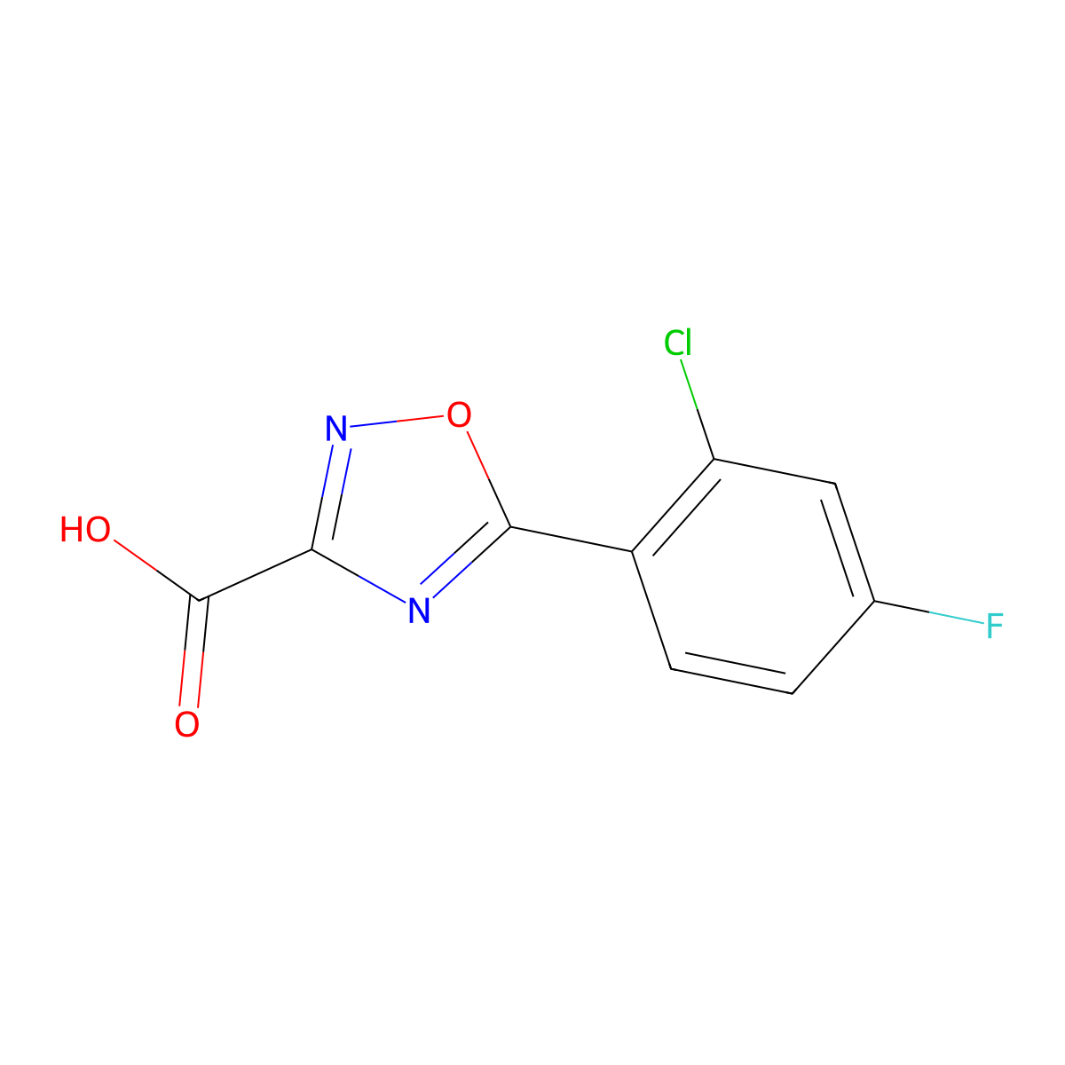 5-(2-Chloro-4-fluorophenyl)-1,2,4-oxadiazole-3-carboxylic acid molecular structure, CAS 1339788-74-7