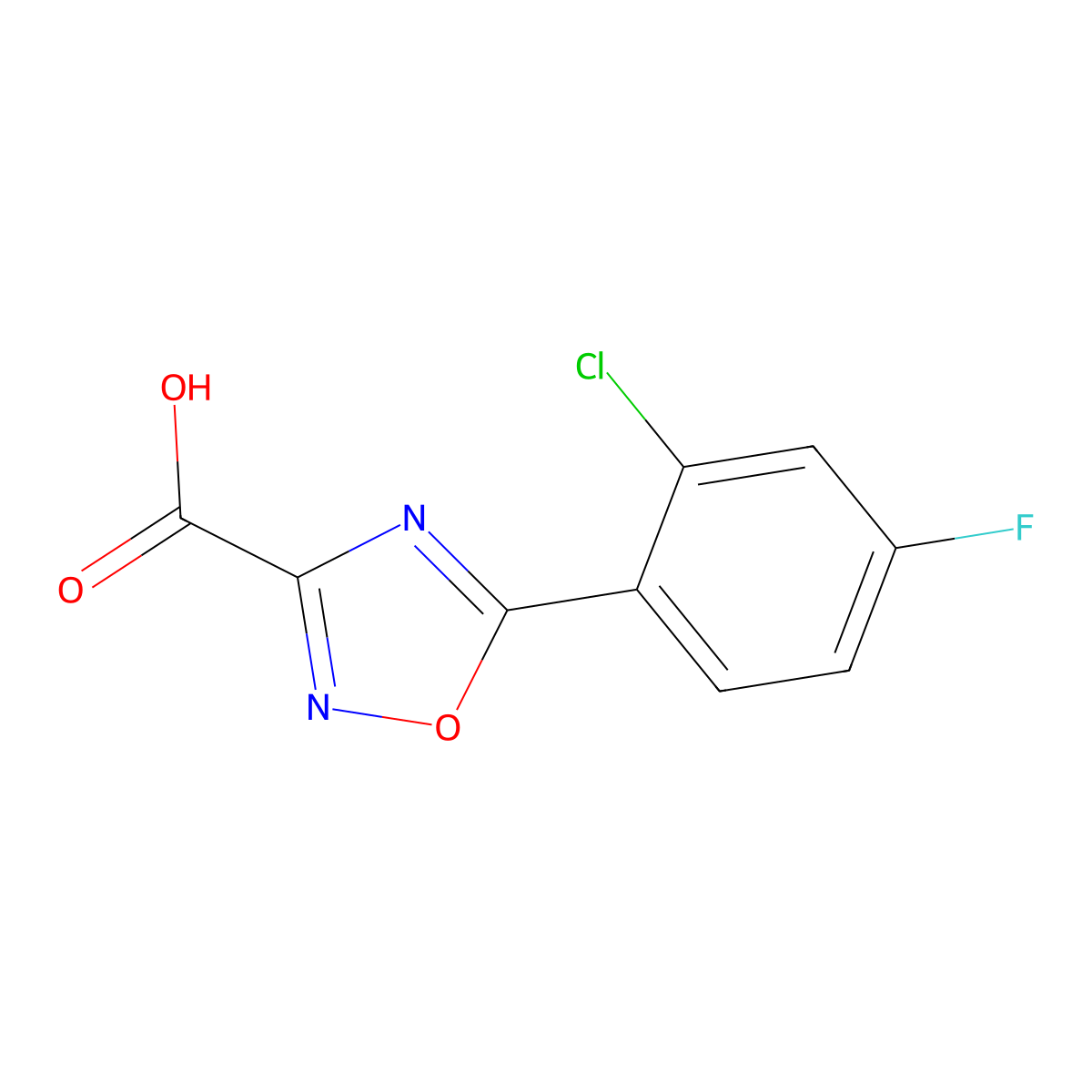 5-(2-Chloro-4-fluorophenyl)-1,2,4-oxadiazole-3-carboxylic acid molecular structure, CAS 1339788-74-7