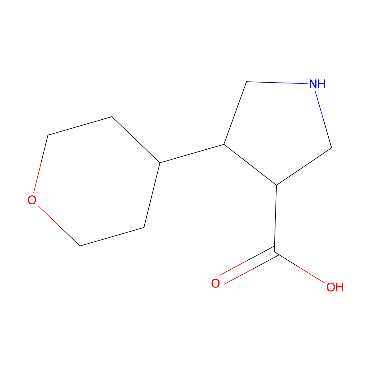 4-(Oxan-4-yl)pyrrolidine-3-carboxylic acid molecular structure, CAS 1339791-76-2