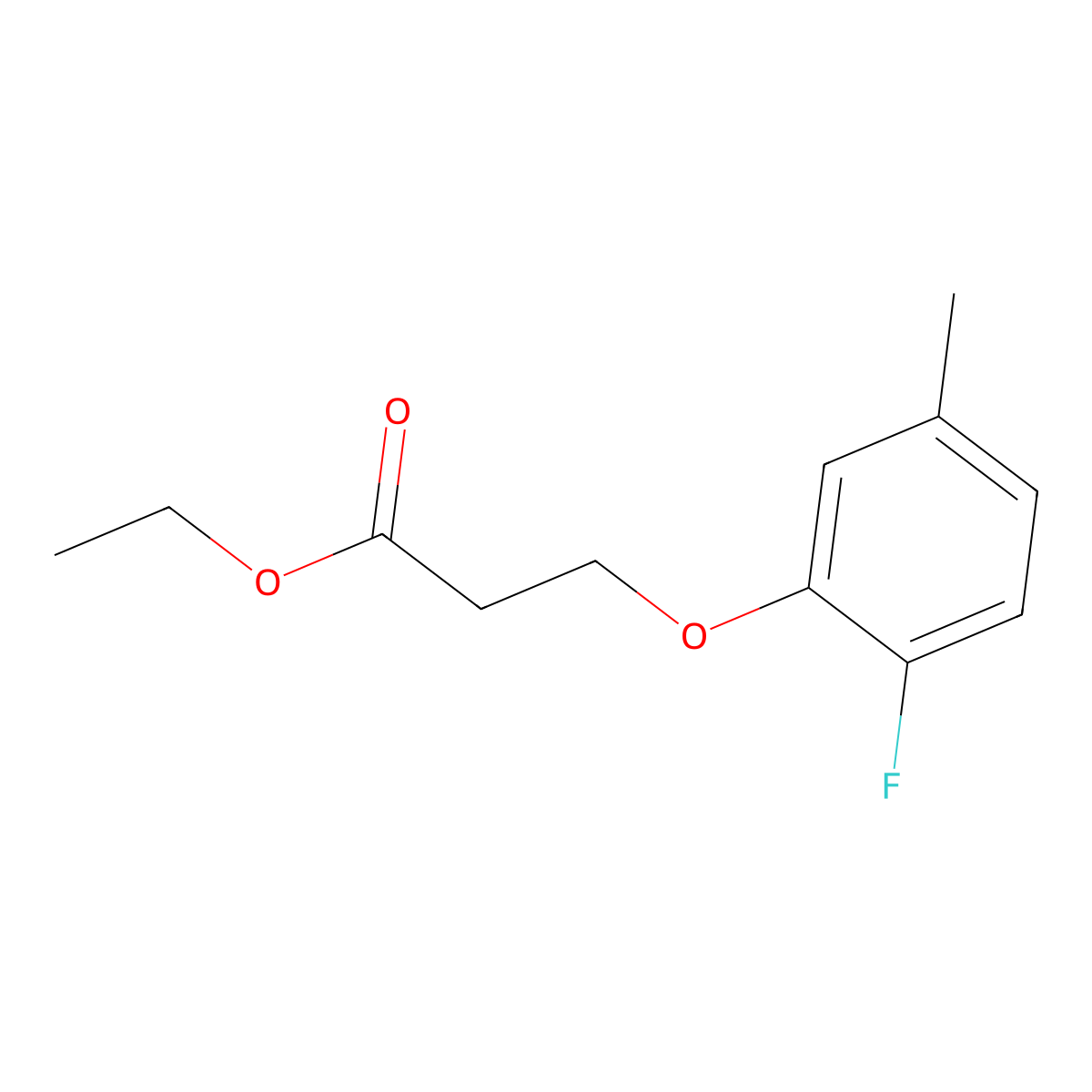 Ethyl 3-(2-fluoro-5-methyl-phenoxy)propanoate molecular structure, CAS 1339791-89-7