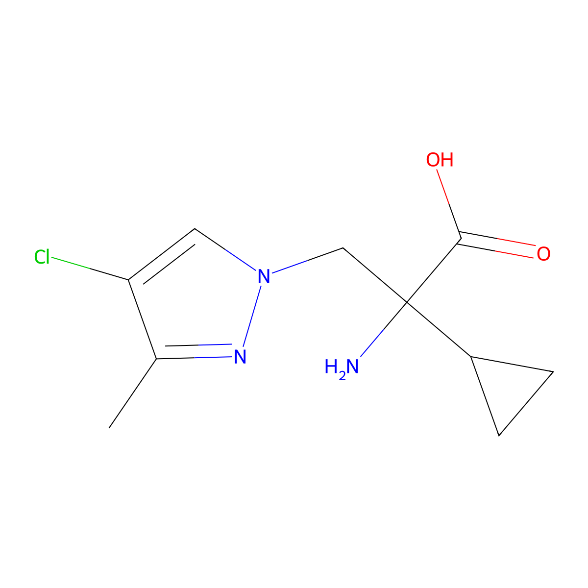 2-Amino-3-(4-chloro-3-methyl-1h-pyrazol-1-yl)-2-cyclopropylpropanoic acid molecular structure, CAS 1339797-07-7