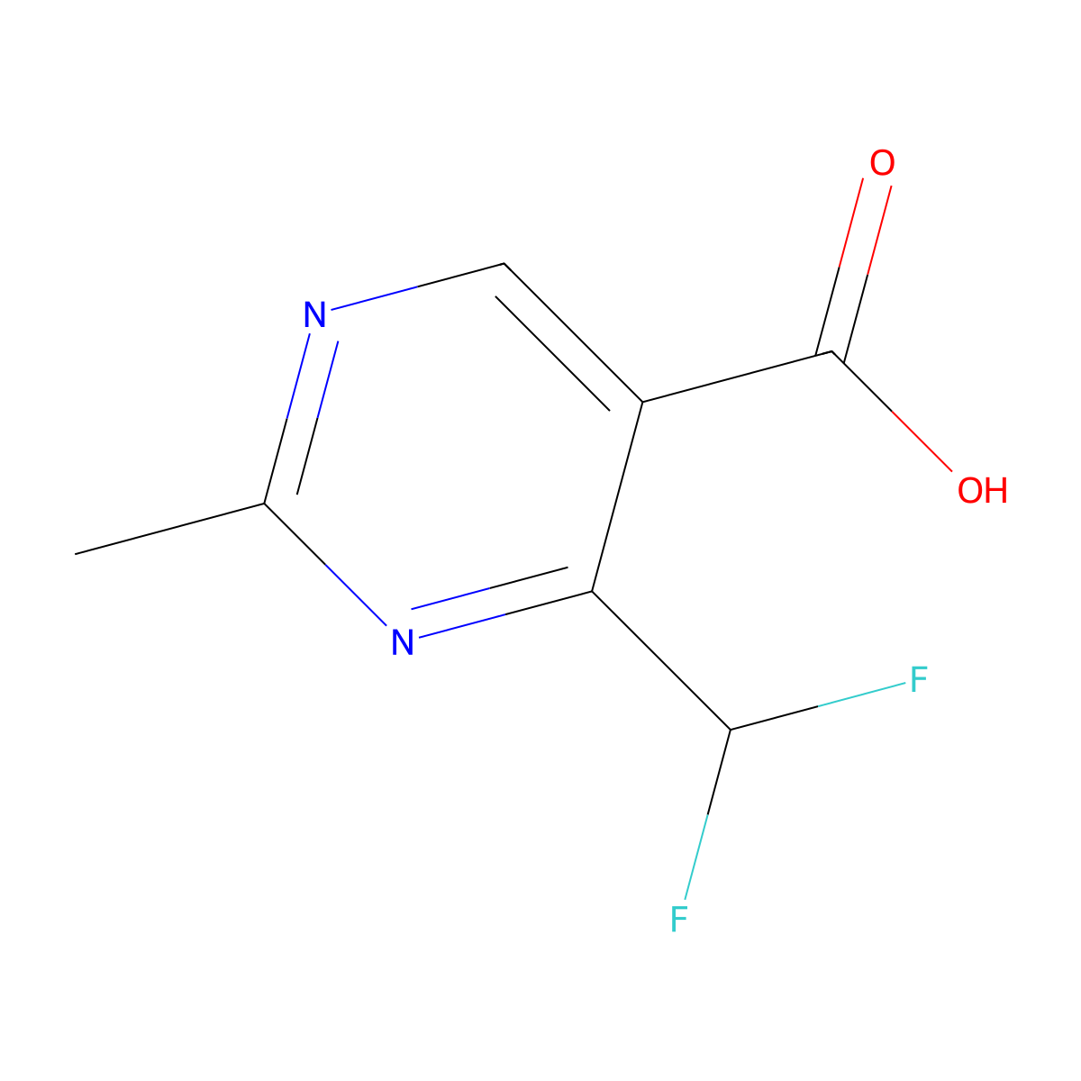 4-(Difluoromethyl)-2-methylpyrimidine-5-carboxylic acid molecular structure, CAS 1339801-32-9
