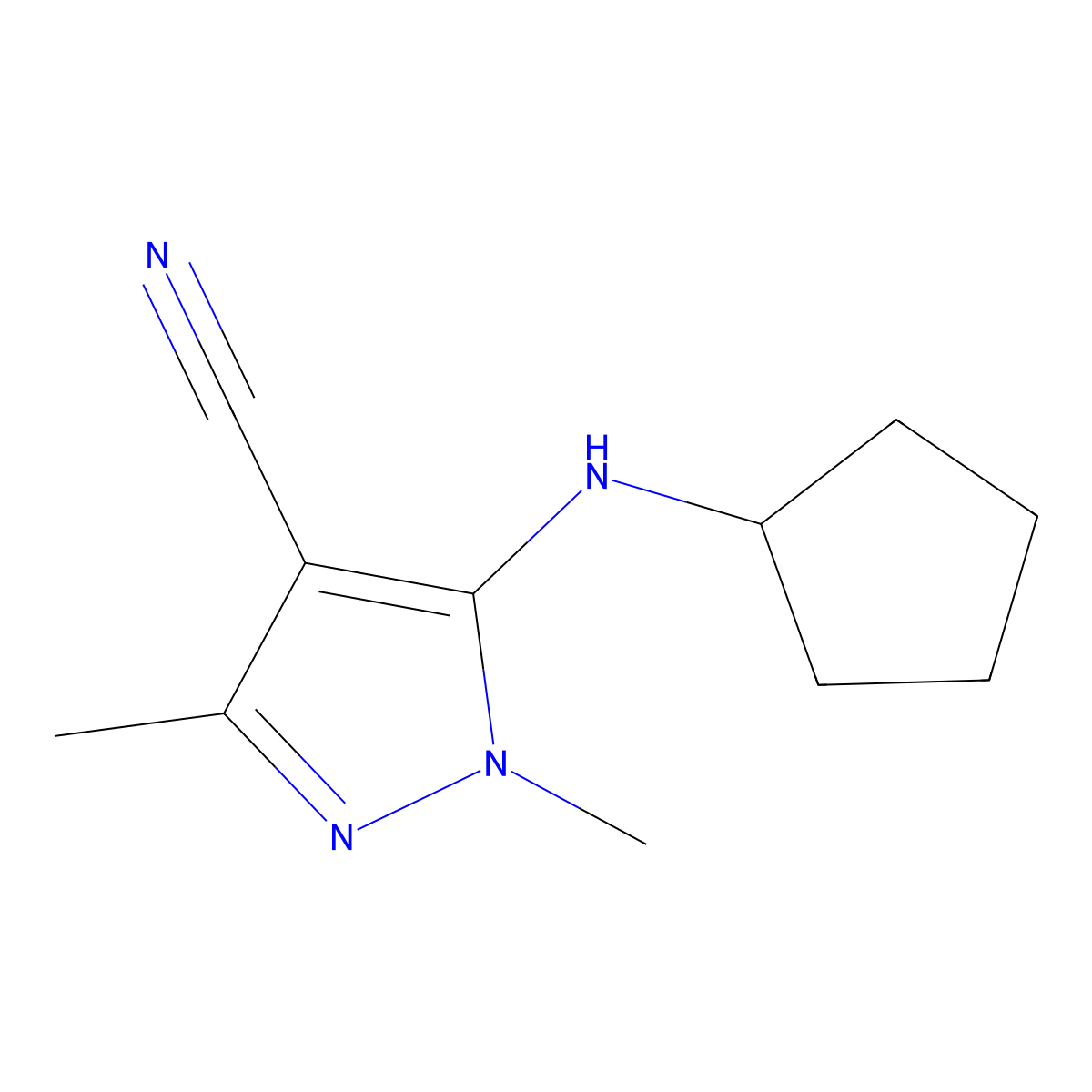 5-(Cyclopentylamino)-1,3-dimethyl-1h-pyrazole-4-carbonitrile molecular structure, CAS 1339801-36-3