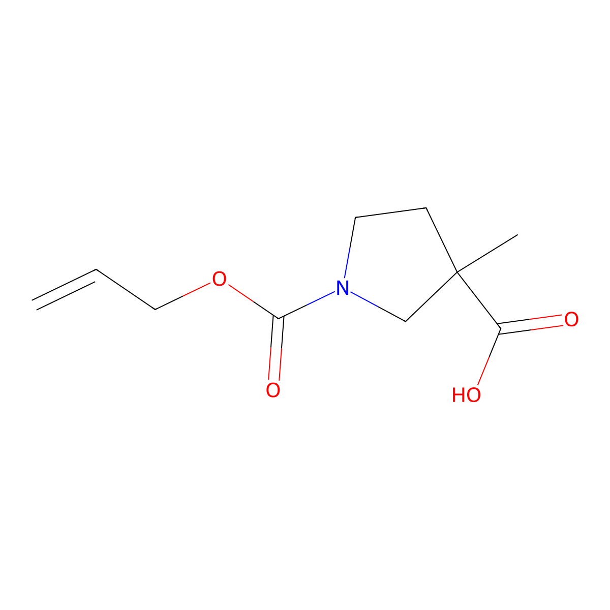 3-Methyl-1-[(prop-2-en-1-yloxy)carbonyl]pyrrolidine-3-carboxylic acid molecular structure, CAS 1339806-17-5
