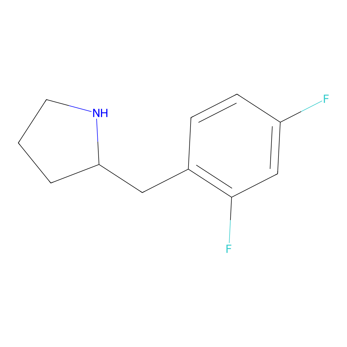 2-[(2,4-Difluorophenyl)methyl]pyrrolidine molecular structure, CAS 1339813-25-0