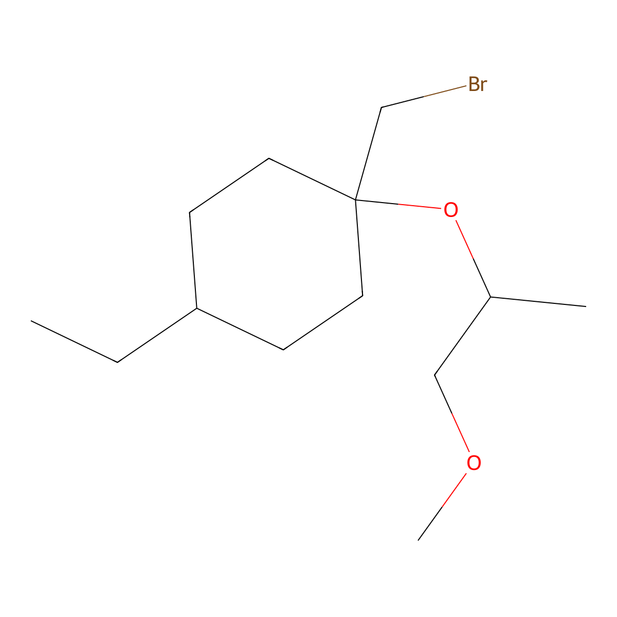 1-(Bromomethyl)-4-ethyl-1-((1-methoxypropan-2-yl)oxy)cyclohexane molecular structure, CAS 1339817-97-8
