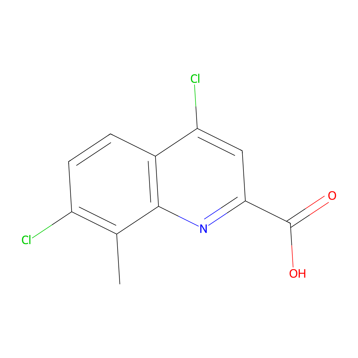 4,7-Dichloro-8-methylquinoline-2-carboxylic acid molecular structure, CAS 1339823-24-3