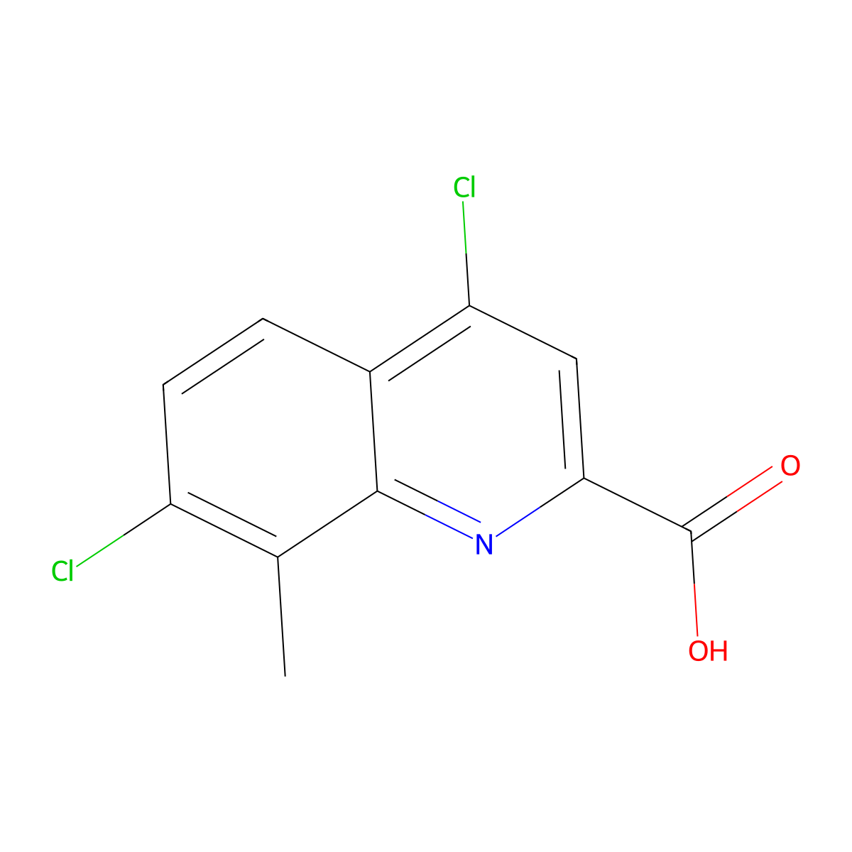 4,7-Dichloro-8-methylquinoline-2-carboxylic acid molecular structure, CAS 1339823-24-3