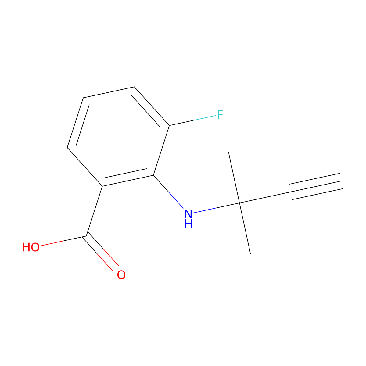 3-Fluoro-2-((2-methylbut-3-yn-2-yl)amino)benzoic acid molecular structure, CAS 1339827-63-2
