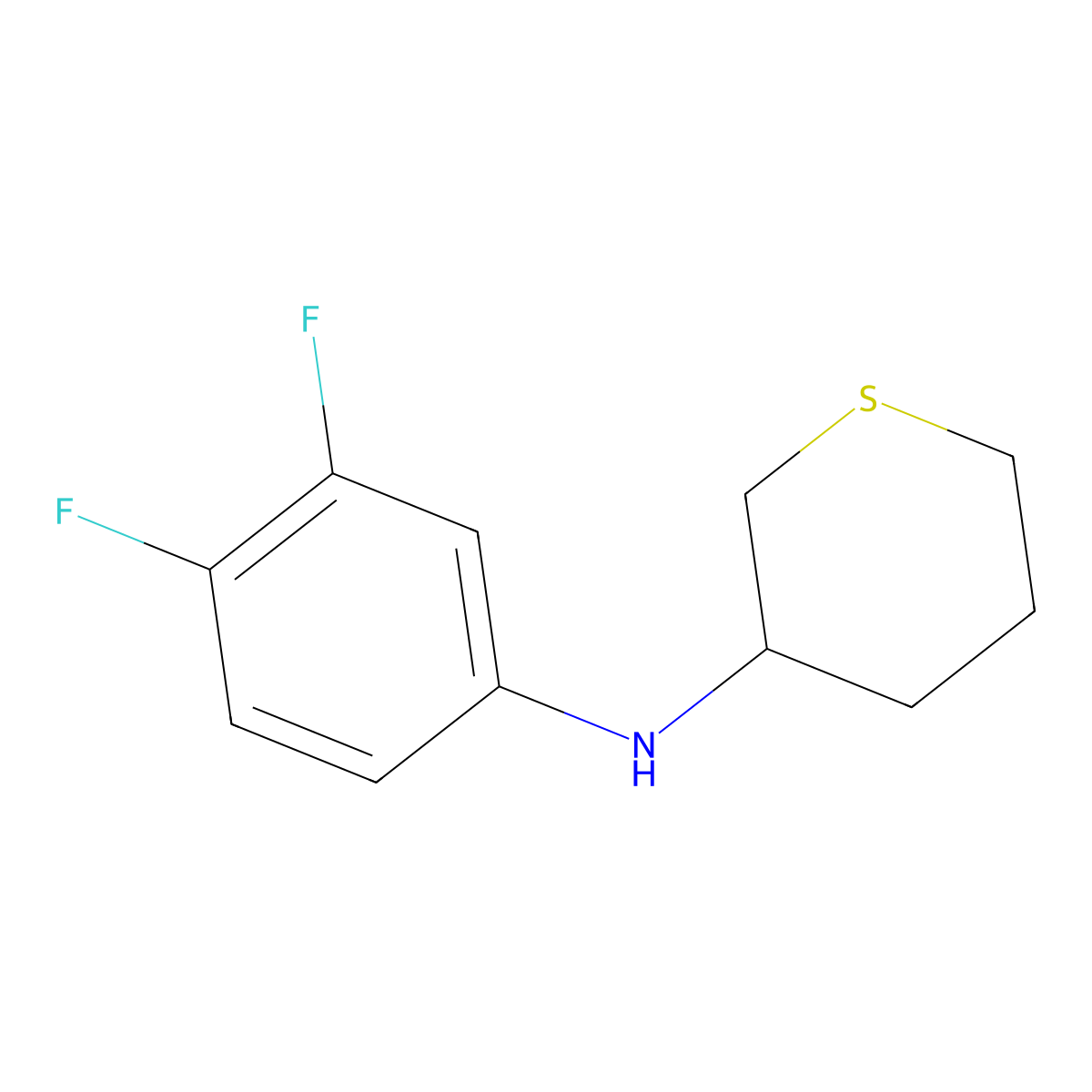N-(3,4-difluorophenyl)thian-3-amine molecular structure, CAS 1339828-50-0