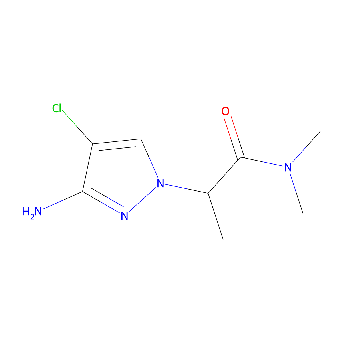2-(3-amino-4-chloro-1H-pyrazol-1-yl)-N,N-dimethylpropanamide molecular structure, CAS 1339830-41-9