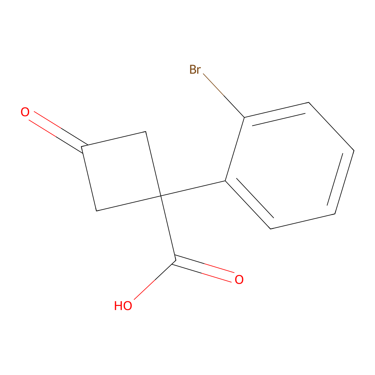 1-(2-Bromophenyl)-3-oxocyclobutane-1-carboxylic acid molecular structure, CAS 1339830-72-6