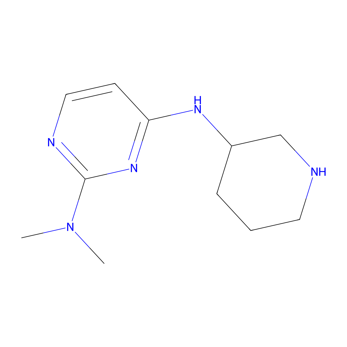 N2,N2-dimethyl-N4-(piperidin-3-yl)pyrimidine-2,4-diamine molecular structure, CAS 1339830-77-1