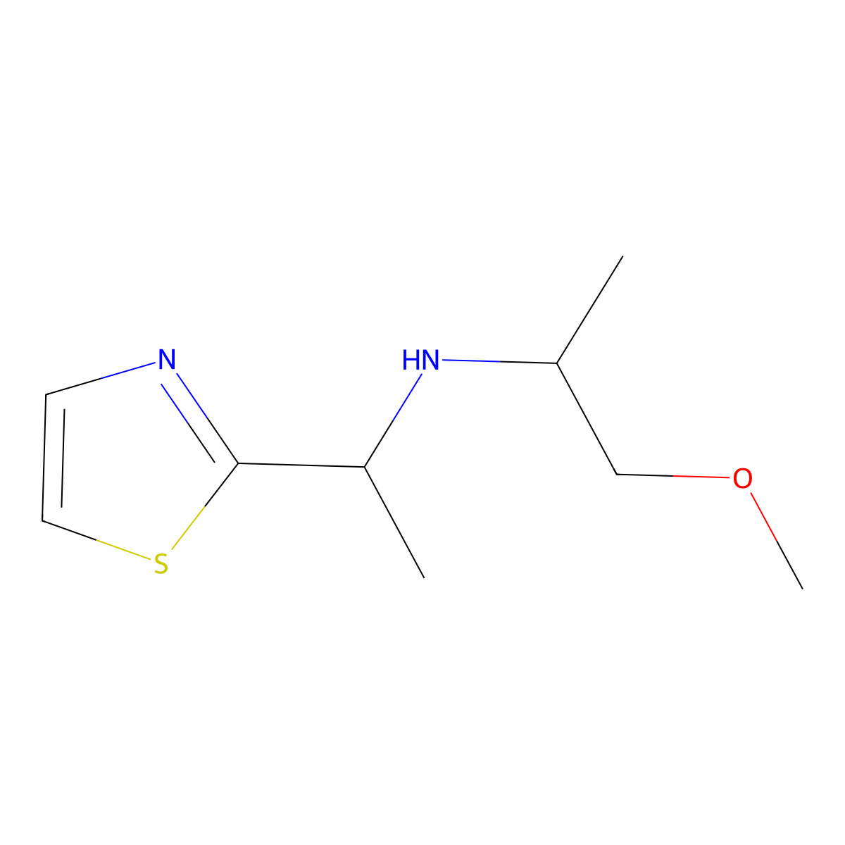 (1-Methoxypropan-2-yl)[1-(1,3-thiazol-2-yl)ethyl]amine molecular structure, CAS 1339831-64-9