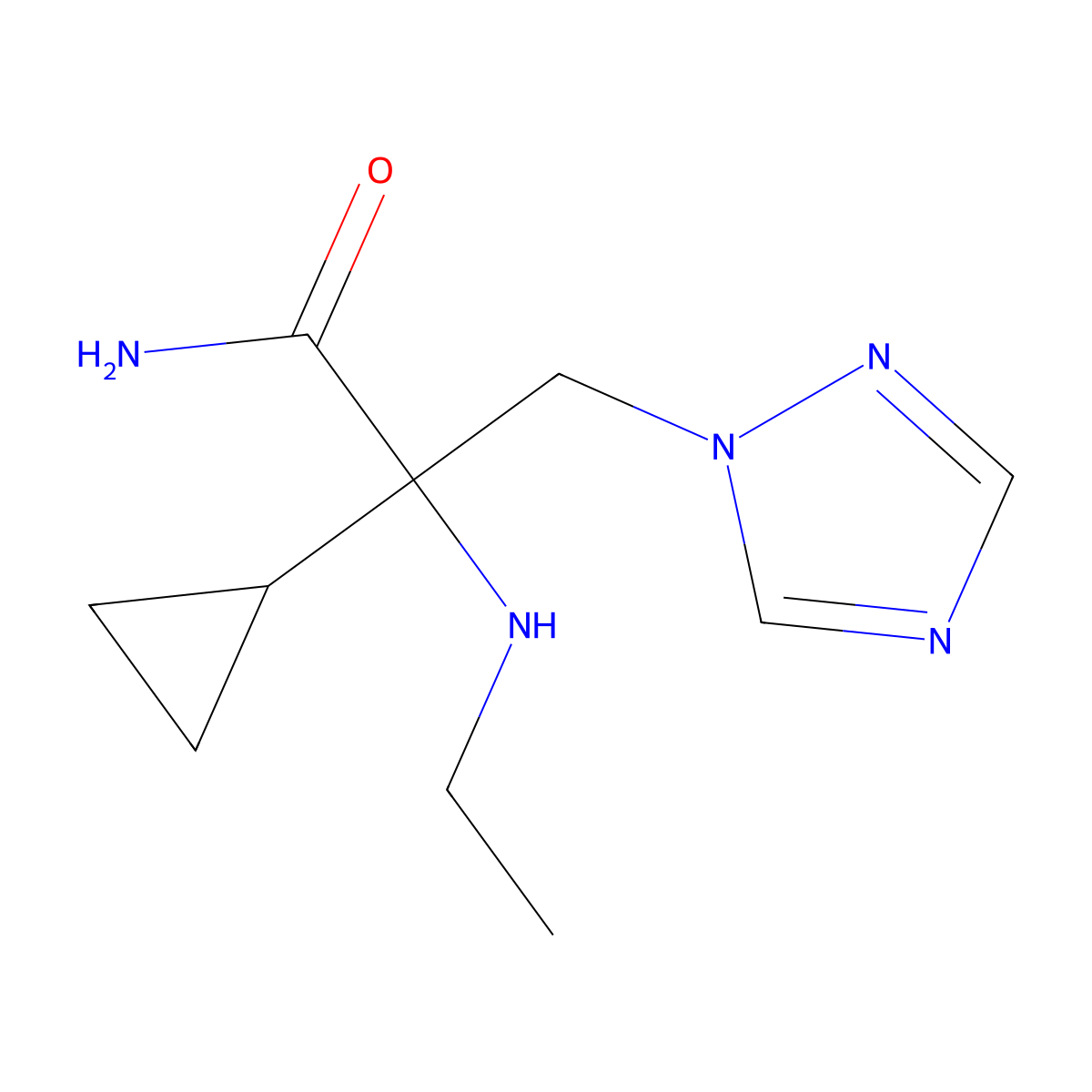 2-Cyclopropyl-2-(ethylamino)-3-(1h-1,2,4-triazol-1-yl)propanamide molecular structure, CAS 1339832-27-7