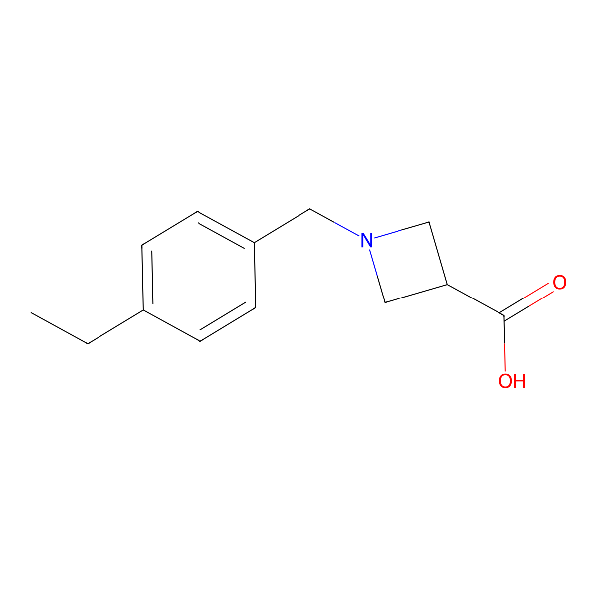 1-[(4-Ethylphenyl)methyl]azetidine-3-carboxylic acid molecular structure, CAS 1339834-39-7