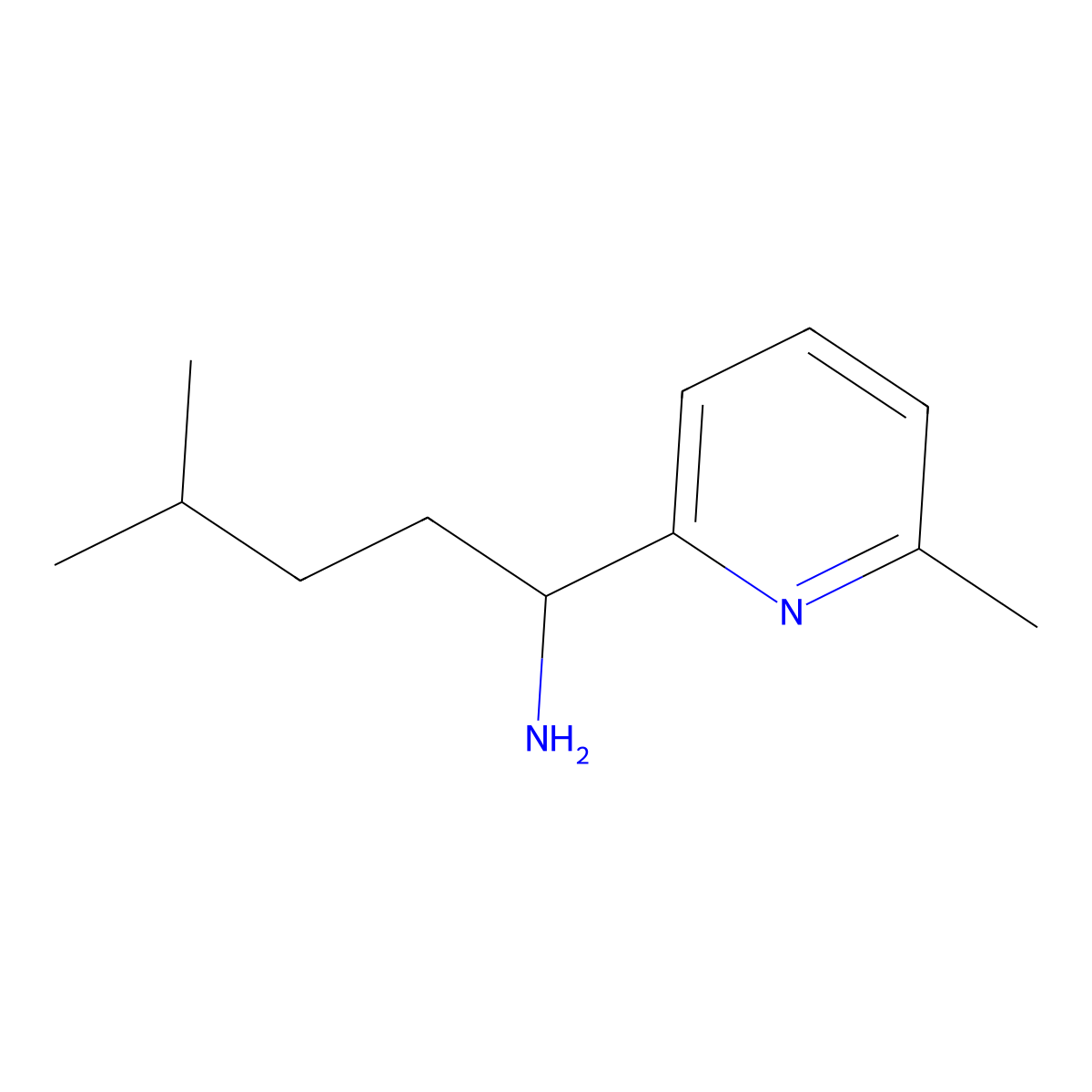 4-Methyl-1-(6-methylpyridin-2-yl)pentan-1-amine molecular structure, CAS 1339834-84-2