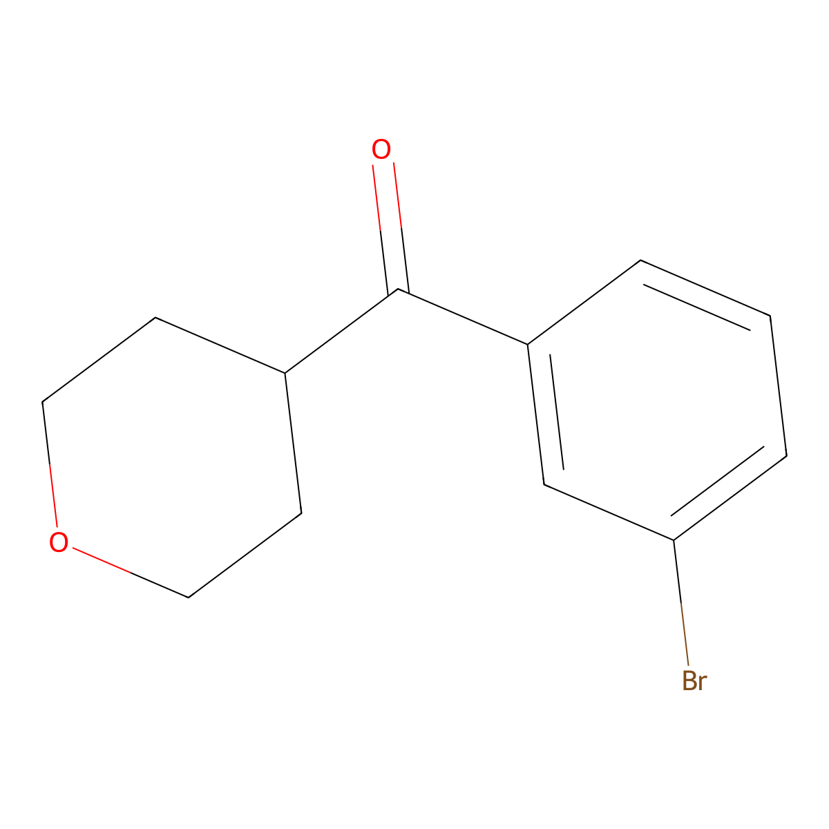 4-(3-Bromobenzoyl)oxane molecular structure, CAS 1339838-78-6