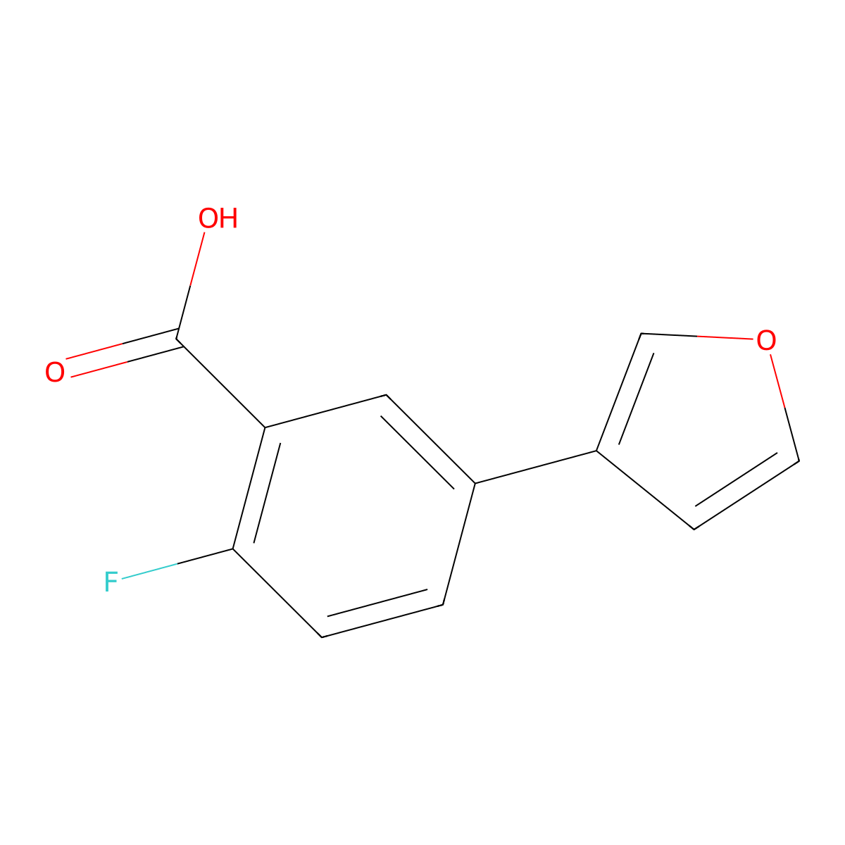 2-Fluoro-5-(furan-3-yl)benzoic acid molecular structure, CAS 1339840-61-7