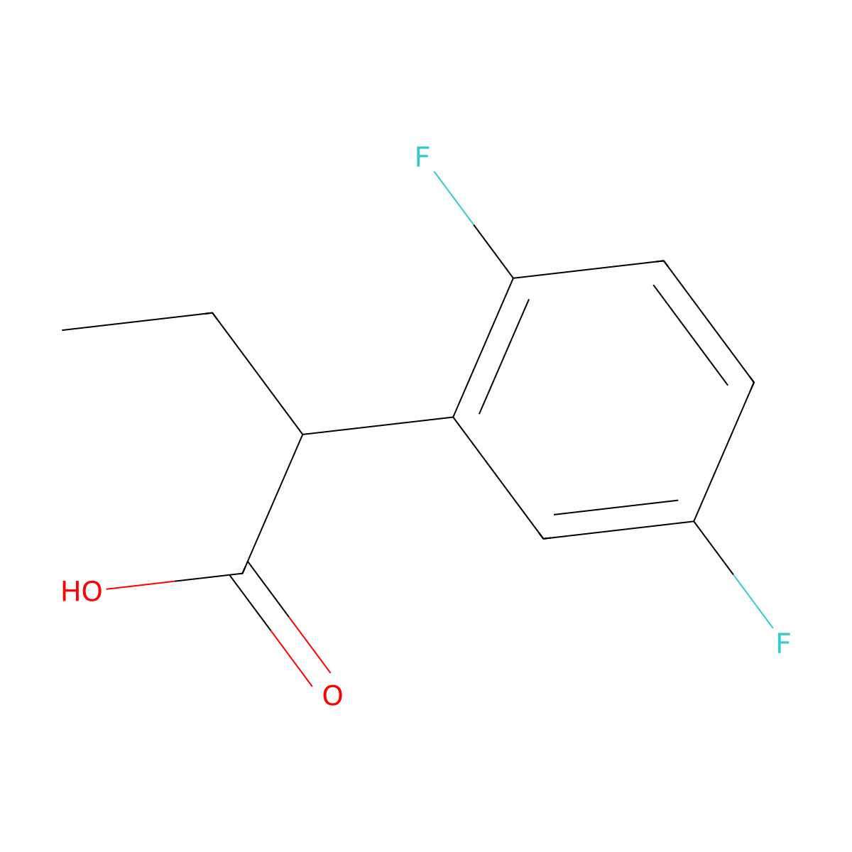 2-(2,5-Difluorophenyl)butanoic acid molecular structure, CAS 1339842-38-4